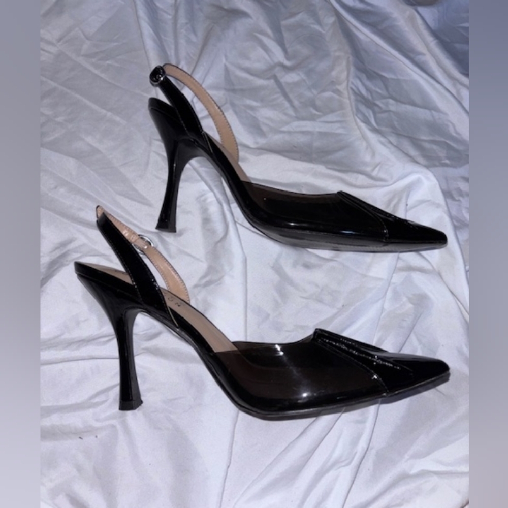 Journee Collection Black Patent Slingback Heels